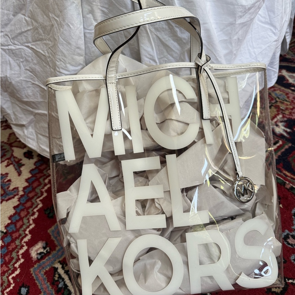 Michael Kors Clear White Logo Tote Bag